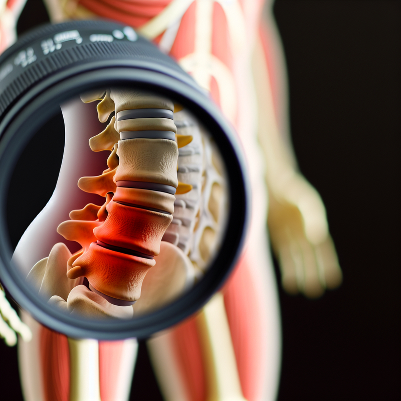 alt_text: Anatomical illustration of lumbar disc health, highlighting symptoms and inviting patient education.
