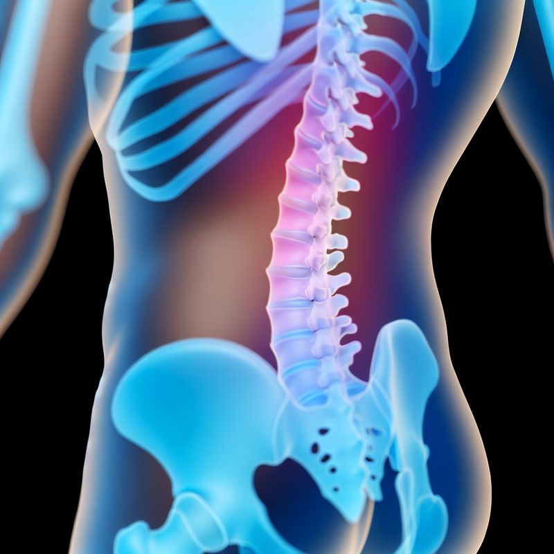 alt_text: A cover image illustrating "دیسک کمر" with a silhouette, lumbar anatomy, and calming colors.